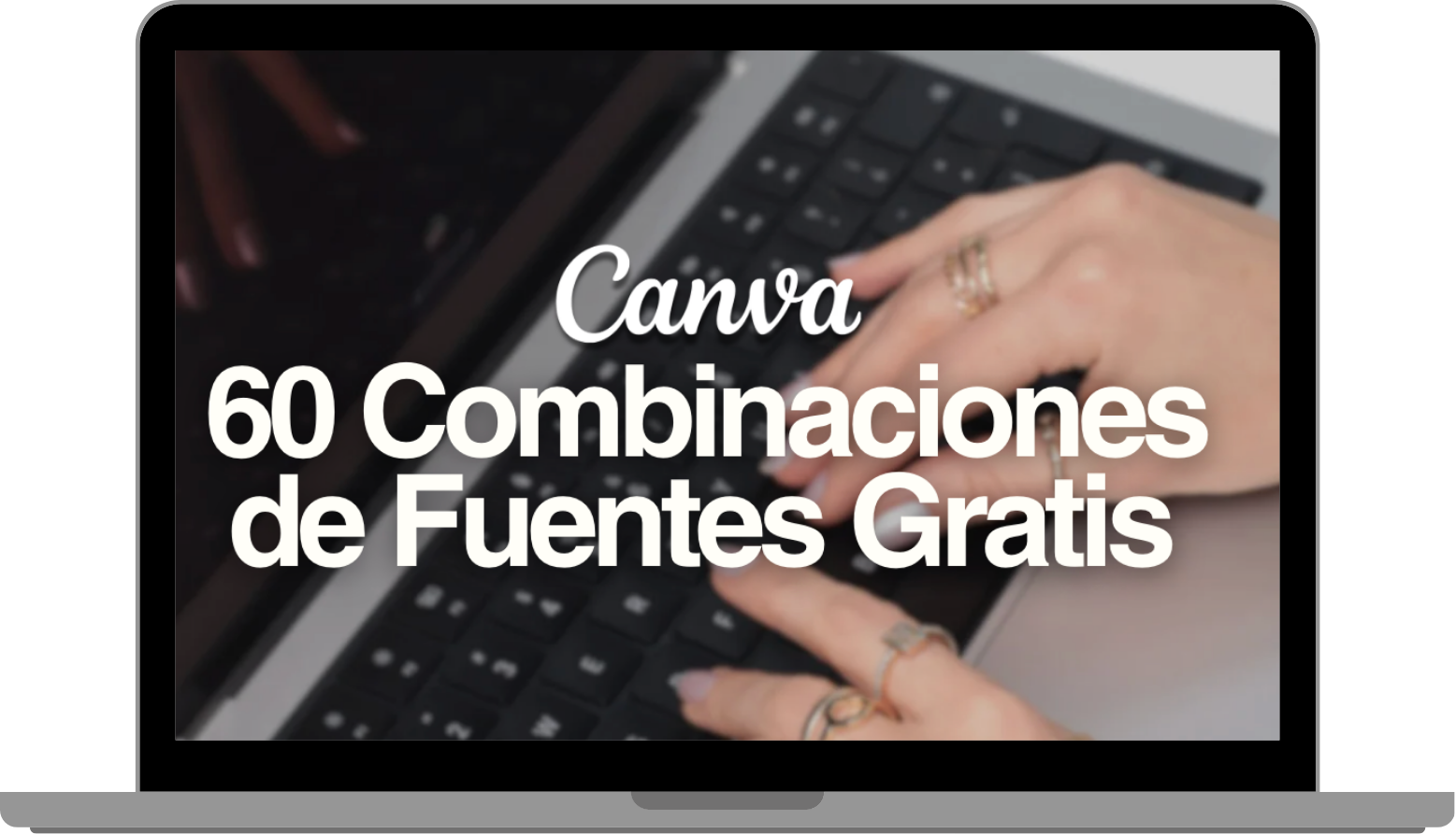 Portada de Canva: 60 combinaciones de fuentes gratis, en una laptop